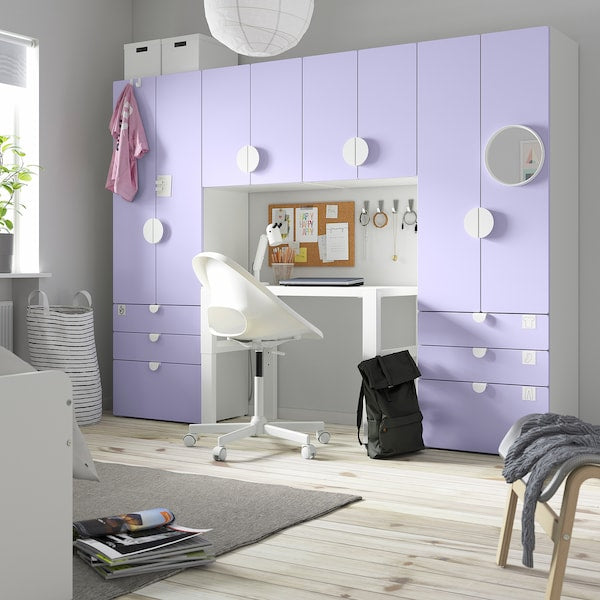 SMÅSTAD / PLATSA - Storage combination, white/lilac, 240x42x181 cm