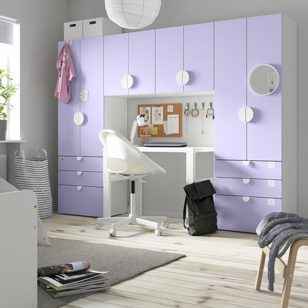 SMÅSTAD / PLATSA - SMÅSTAD / PLATSA Storage combination, white/lilac, 240x42x181 cm