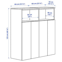 SMÅSTAD / PLATSA - Storage combination, white black/white/stripe with 6 shelves, 120x42x123 cm