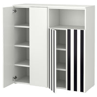 SMÅSTAD / PLATSA - Storage combination, white black/white/stripe, 120x42x123 cm