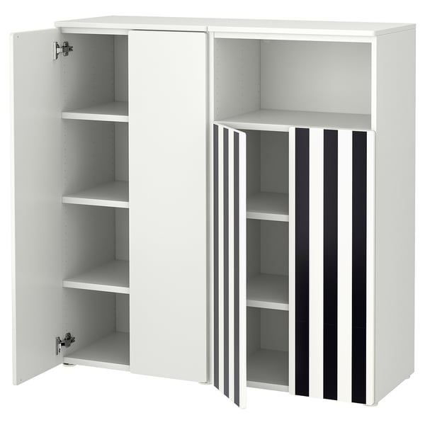 SMÅSTAD / PLATSA - SMÅSTAD / PLATSA Storage combination, white black/white/stripe, 120x42x123 cm
