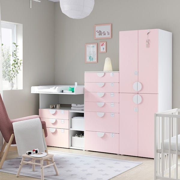 Ikea SMÅSTAD / PLATSA - Furniture combination, pale pink white/with changing table,210x79x181 cm