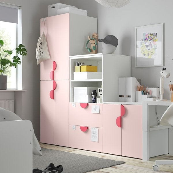 Ikea SMÅSTAD / PLATSA - Storage combination, white/pale pink, 180x57x181 cm