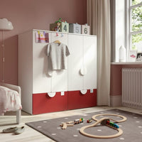 SMÅSTAD / PLATSA - Storage combination, white red/with 2 drawers, 120x57x123 cm