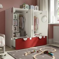 SMÅSTAD / PLATSA - Storage combination, white red/with 2 drawers, 120x57x123 cm