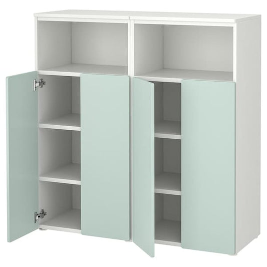 Ikea SMÅSTAD / PLATSA - Storage combination, white/light green with 6 shelves, 120x42x123 cm