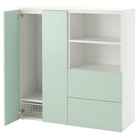 SMÅSTAD / PLATSA - Storage combination, white/light green, 120x42x123 cm