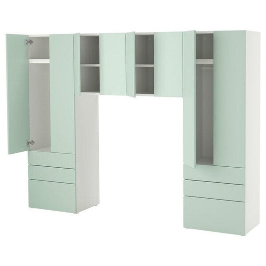 Ikea SMÅSTAD / PLATSA - Storage combination, white/light green, 240x42x181 cm