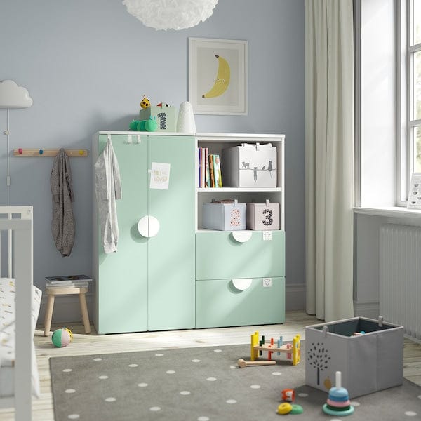 Ikea SMÅSTAD / PLATSA - Storage combination, white/light green, 120x42x123 cm