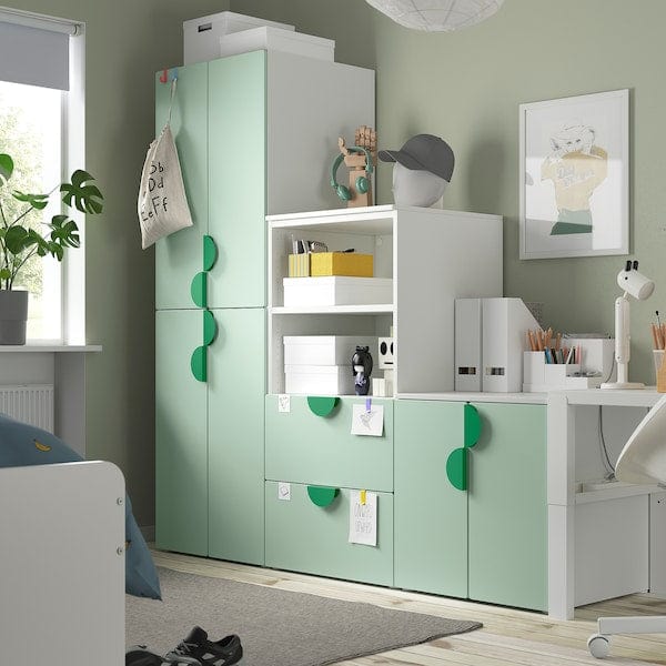 Ikea SMÅSTAD / PLATSA - Storage combination, white/light green, 180x57x181 cm