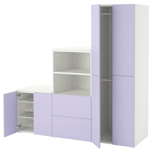 SMÅSTAD / PLATSA - Storage combination, white/lilac, 180x57x181 cm