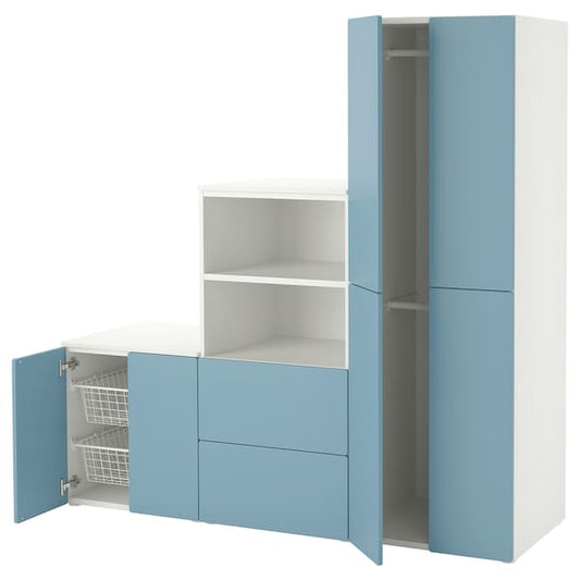 Ikea SMÅSTAD / PLATSA - Storage combination, white/blue, 180x57x181 cm