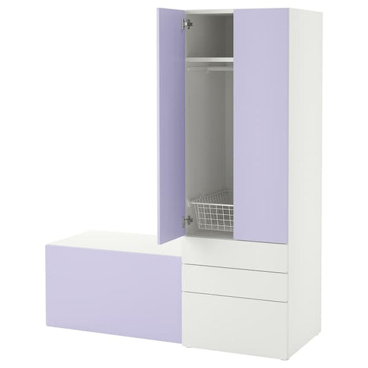 Ikea SMÅSTAD / PLATSA - Storage combination, white lilac/with bench, 150x57x181 cm