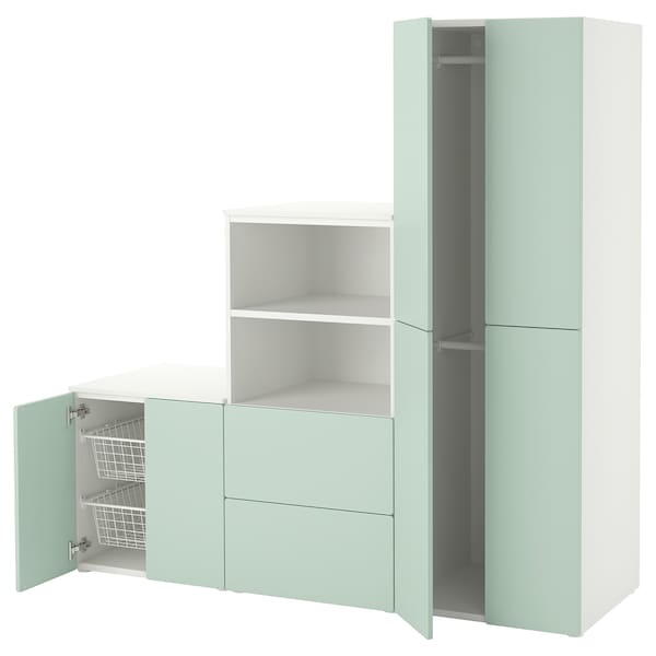 Ikea SMÅSTAD / PLATSA - Storage combination, white/light green, 180x57x181 cm