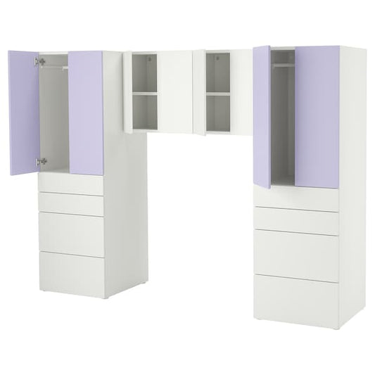 Ikea SMÅSTAD / PLATSA - Storage combination, white/lilac, 240x57x181 cm