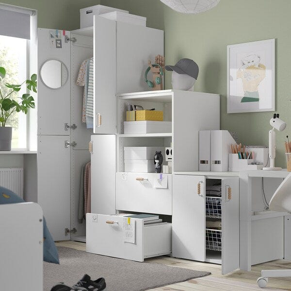 Ikea SMÅSTAD / PLATSA - Storage combination, white/light green, 180x57x181 cm