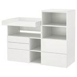 SMÅSTAD / PLATSA changing table, white white/with bookcase, 150x79x123 cm