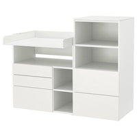 SMÅSTAD / PLATSA changing table, white white/with bookcase, 150x79x123 cm