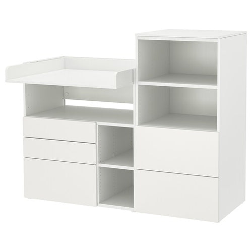 SMÅSTAD / PLATSA - Changing table, white white/with bookcase, 150x79x123 cm