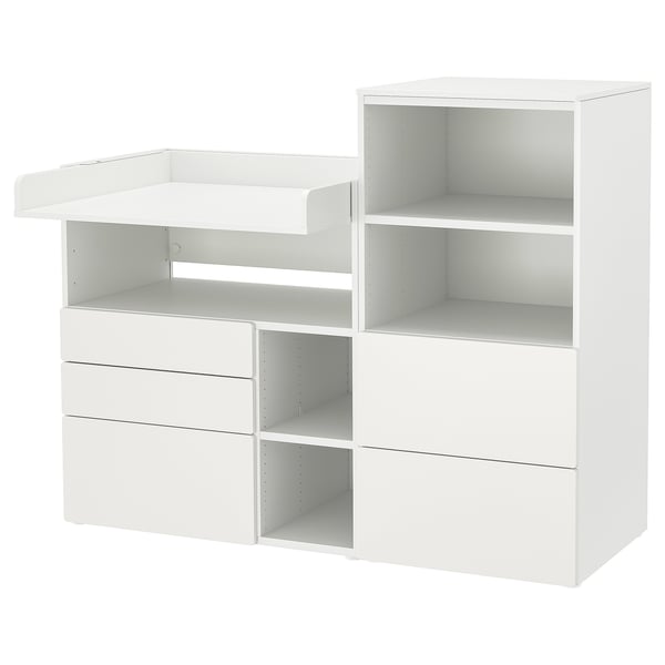 SMÅSTAD / PLATSA changing table, white white/with bookcase, 150x79x123 cm