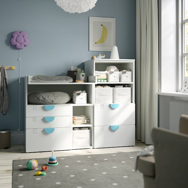 SMÅSTAD / PLATSA - Changing table, white white/with bookcase, 150x79x123 cm