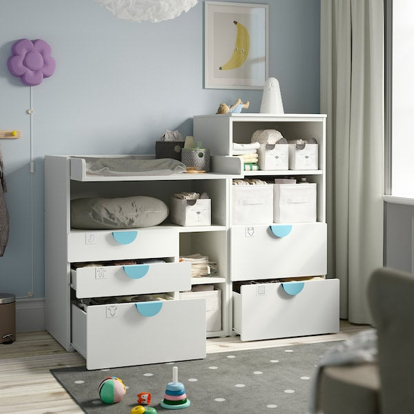 SMÅSTAD / PLATSA - Changing table, white white/with bookcase, 150x79x123 cm