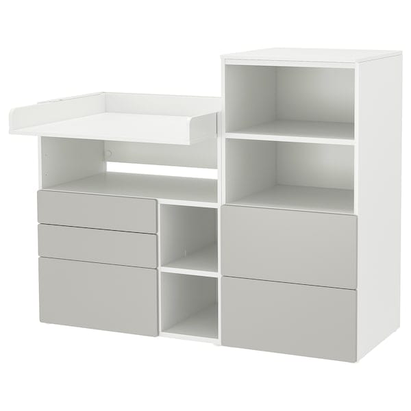 Ikea SMÅSTAD / PLATSA - Changing table, white grey/with bookcase, 150x79x123 cm