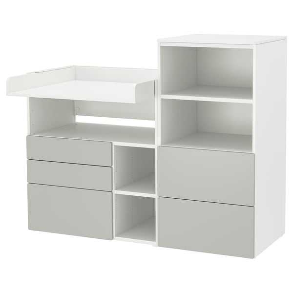 SMÅSTAD / PLATSA - SMÅSTAD / PLATSA Changing table, white grey/with bookcase, 150x79x123 cm