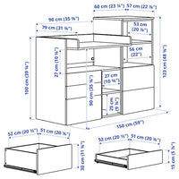 SMÅSTAD / PLATSA - Changing table, 150x79x123 cm