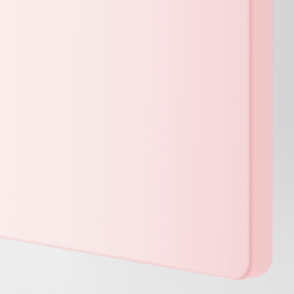 SMÅSTAD / PLATSA - Wardrobe, white stripe/pale pink with 3 drawers, 60x57x181 cm