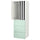 SMÅSTAD / PLATSA - Wardrobe, white stripe/light green with 3 drawers, 60x57x181 cm