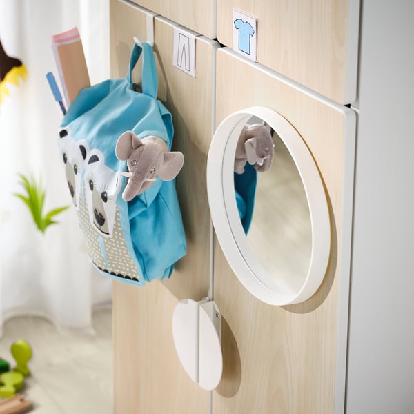 SMÅSTAD / PLATSA wardrobe, white birch/with 2 clothes rails, 60x42x181 cm