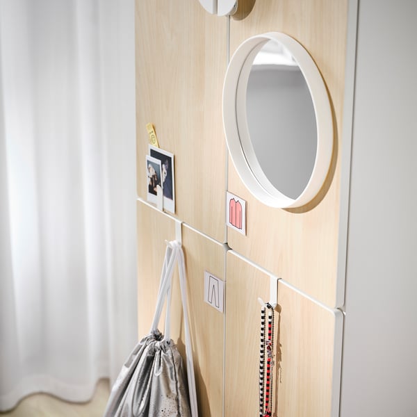 SMÅSTAD / PLATSA wardrobe, white birch/with 2 clothes rails, 60x57x181 cm