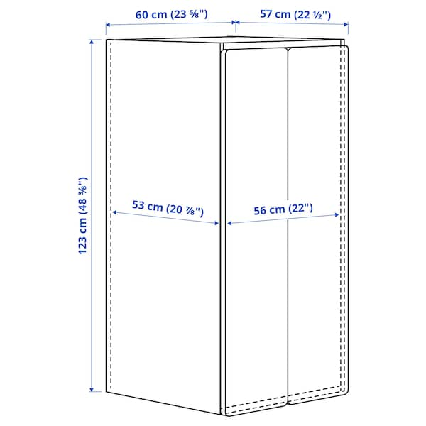 SMÅSTAD / PLATSA - Wardrobe, white birch/with 3 shelves, 60x57x123 cm