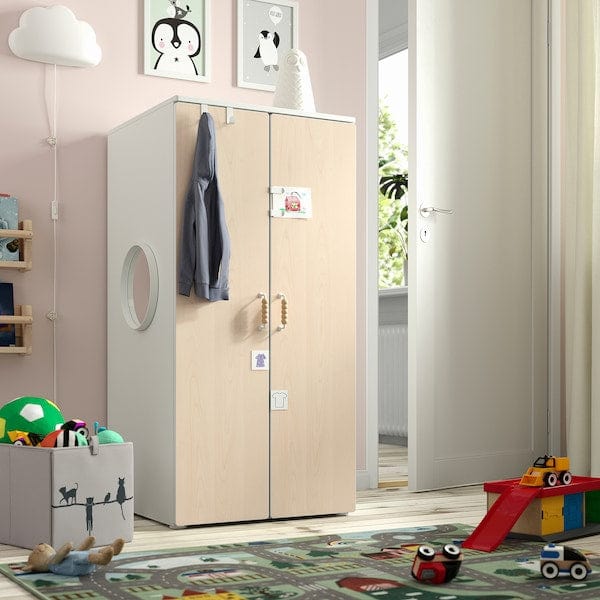 Ikea SMÅSTAD / PLATSA - Wardrobe, white birch/with 3 shelves, 60x57x123 cm
