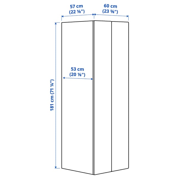 SMÅSTAD / PLATSA wardrobe, white/birch, 60x57x181 cm
