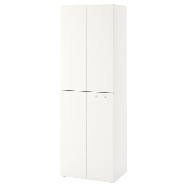 SMÅSTAD / PLATSA wardrobe, white white/with 2 clothes rails, 60x57x181 cm
