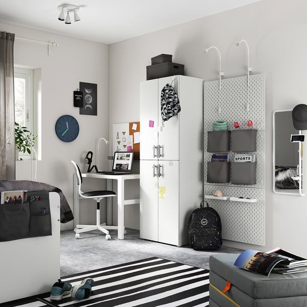 SMÅSTAD / PLATSA - Wardrobe, white white/with 2 clothes rails, 60x42x181 cm