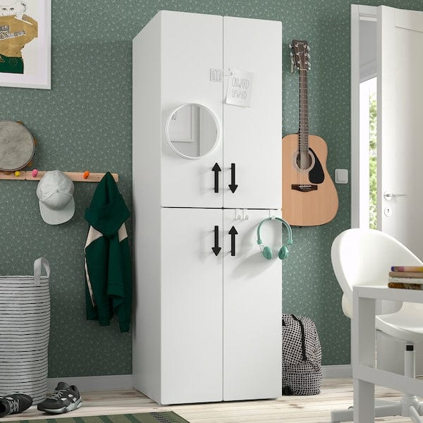 Ikea SMÅSTAD / PLATSA - Wardrobe, white white/with 2 clothes rails, 60x57x181 cm