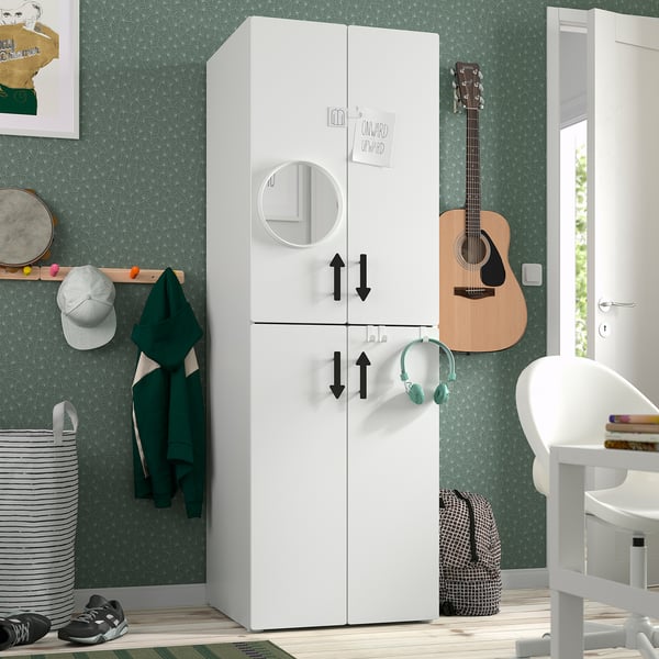 SMÅSTAD / PLATSA wardrobe, white white/with 2 clothes rails, 60x57x181 cm