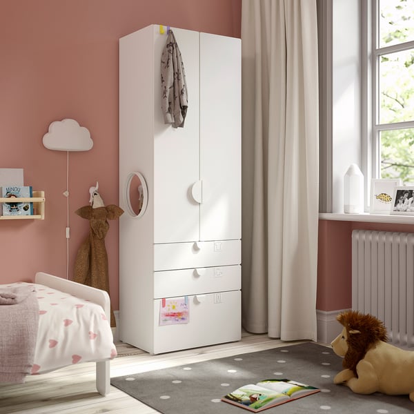 SMÅSTAD / PLATSA - SMÅSTAD / PLATSA Wardrobe, white white/with 3 drawers, 60x42x181 cm