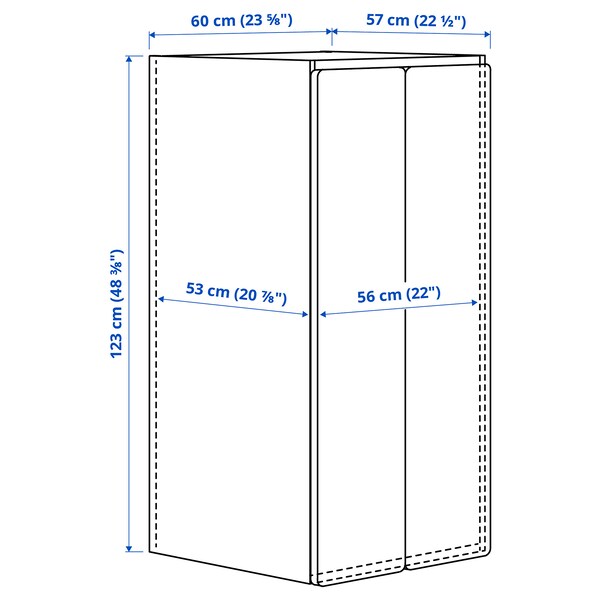 SMÅSTAD / PLATSA - Wardrobe, white white/with 3 shelves, 60x57x123 cm