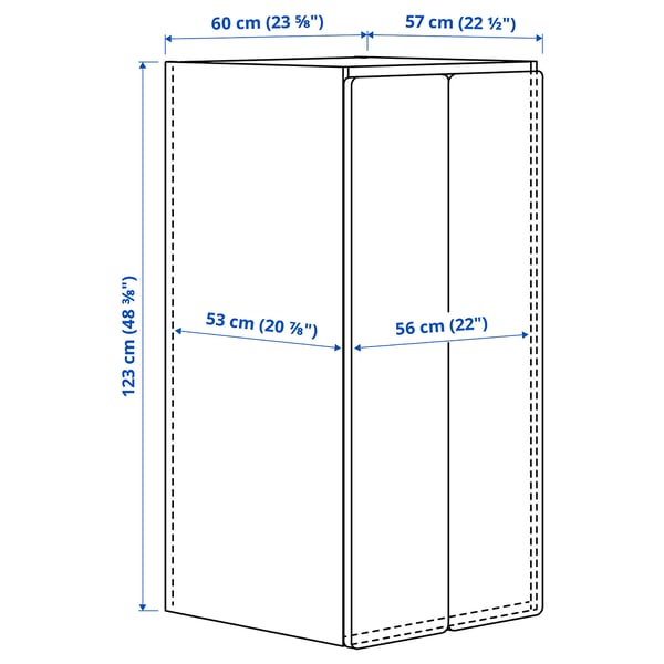 SMÅSTAD / PLATSA - SMÅSTAD / PLATSA Wardrobe, white white/with 3 shelves, 60x57x123 cm