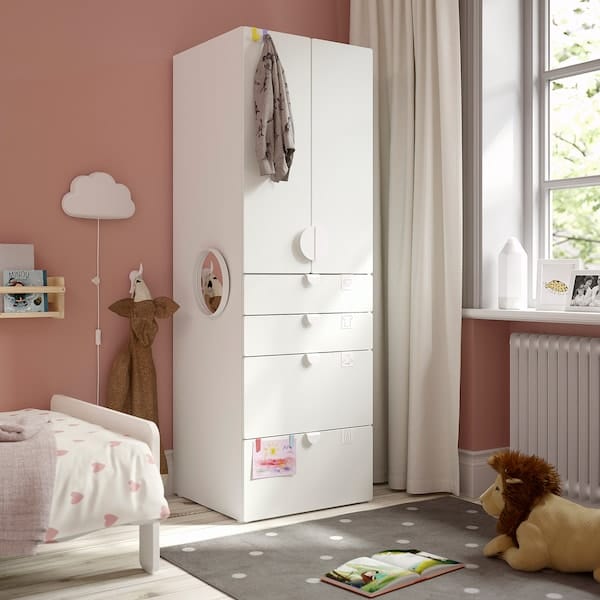 Ikea SMÅSTAD / PLATSA - Wardrobe, white white/with 4 drawers, 60x57x181 cm