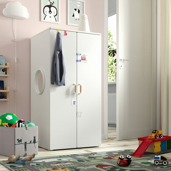 SMÅSTAD / PLATSA wardrobe, white/white, 60x57x123 cm
