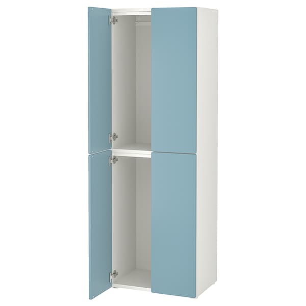 SMÅSTAD / PLATSA - Wardrobe, white blue/with 2 clothes rails, 60x42x181 cm