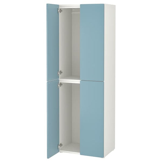 Ikea SMÅSTAD / PLATSA - Wardrobe, white blue/with 2 clothes rails, 60x42x181 cm