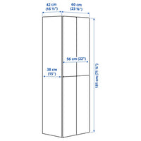 SMÅSTAD / PLATSA - Cloakroom, white blue/with 2 hanging rods,60x42x181 cm