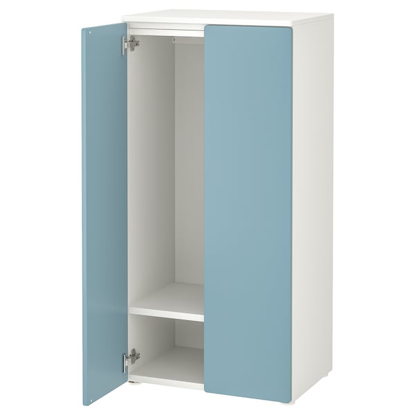 SMÅSTAD / PLATSA - Wardrobe, white/blue, 60x42x123 cm