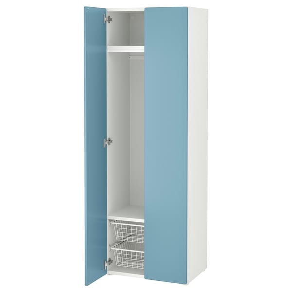 SMÅSTAD / PLATSA - Wardrobe, white/blue, 60x42x181 cm